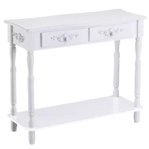 image of HOMCOM Console Table Modern Sofa Side Desk with Storage Shelves Drawers for Living Room Entryway Bedroom White