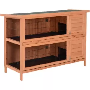 image of 54" Large Rabbit Hutch Guinea Pig Hutches with Sliding Trays Outdoor - Pawhut