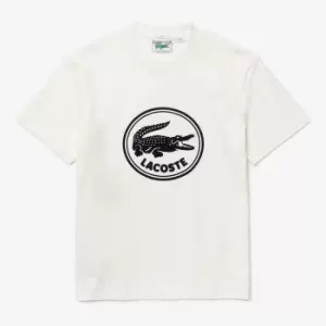 Lacoste Mens Crew Neck 3D Printed logo Cotton T-Shirt Size 6 - XL White