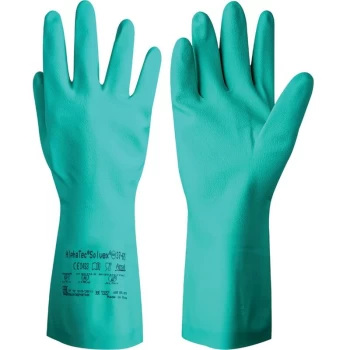 image of Solvex 37-675 Green Nitrile Gauntlet Gloves - Size 11 - Ansell