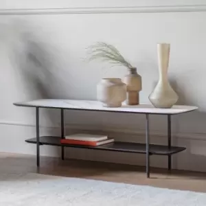 Image of Fairfield Long Coffee Table, Marble Effect White