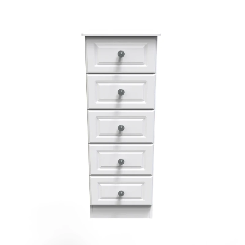 Image of Ready Assembled 2 U Kendal 5 Drawer Tallboy (Ready Assembled) White