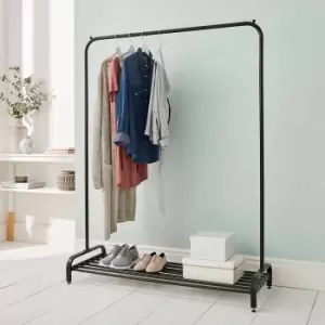 image of House of Home Steel Clothes Rail With Shoe Rack In Black Powder Coating