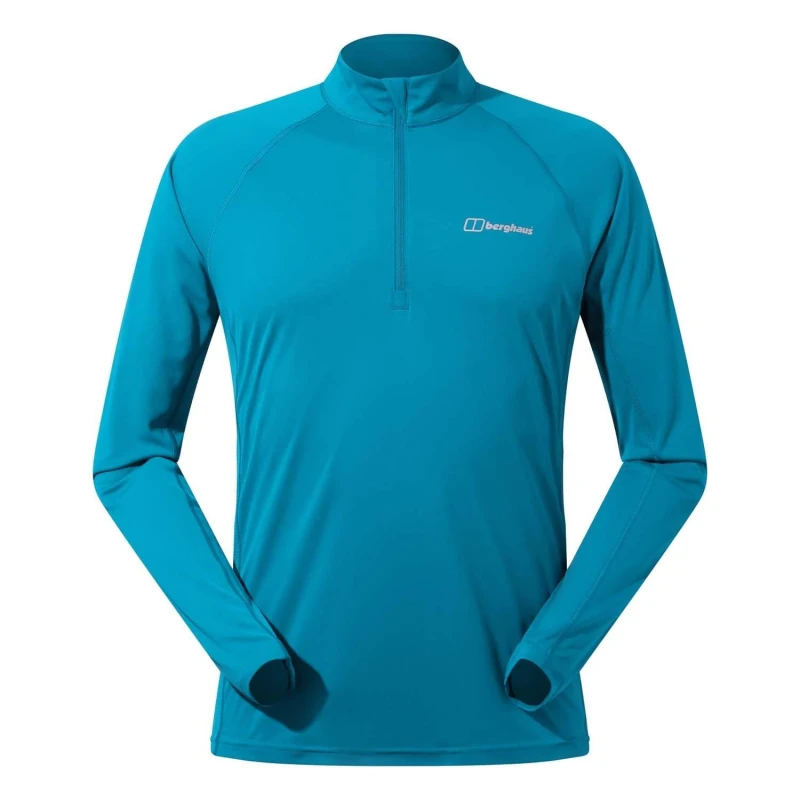 Image of Berghaus Trailblaze Half Zip Long Sleeve Tech Tee - Blue Blue S