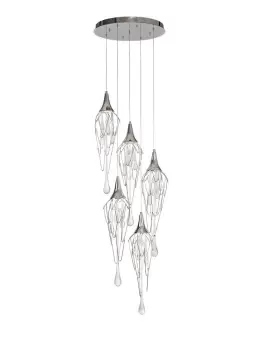 Image of Ceiling Cluster Pendant Round, 5 x GU10, Polished Chrome