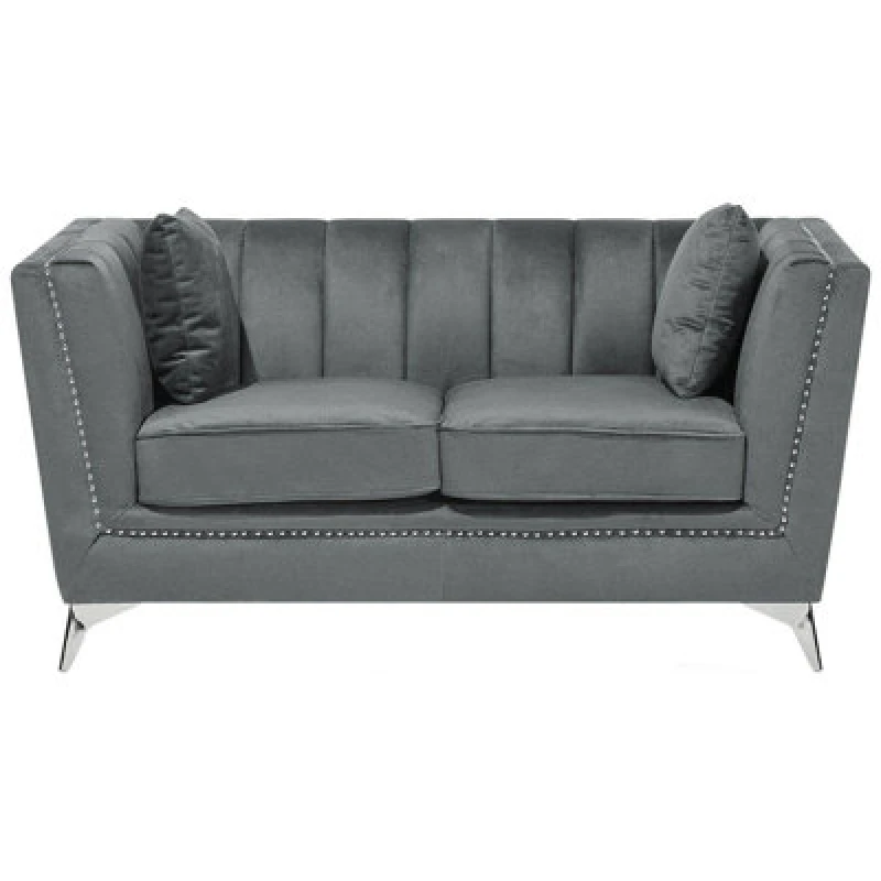 Image of Beliani Sofa 2 Seater Gaula Velvet Grey