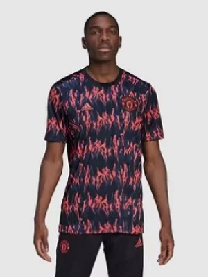 Image of Adidas Mens 21/22 Manchester United Pre Match Shirt, Red Size M Men