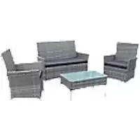 Neo Sofa Set 4 Seat Grey RATTAN-4PC-GREY Set of 4 Pieces