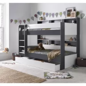 Image of Oliver Grey and White Storage Bunk Bed With Drawer
