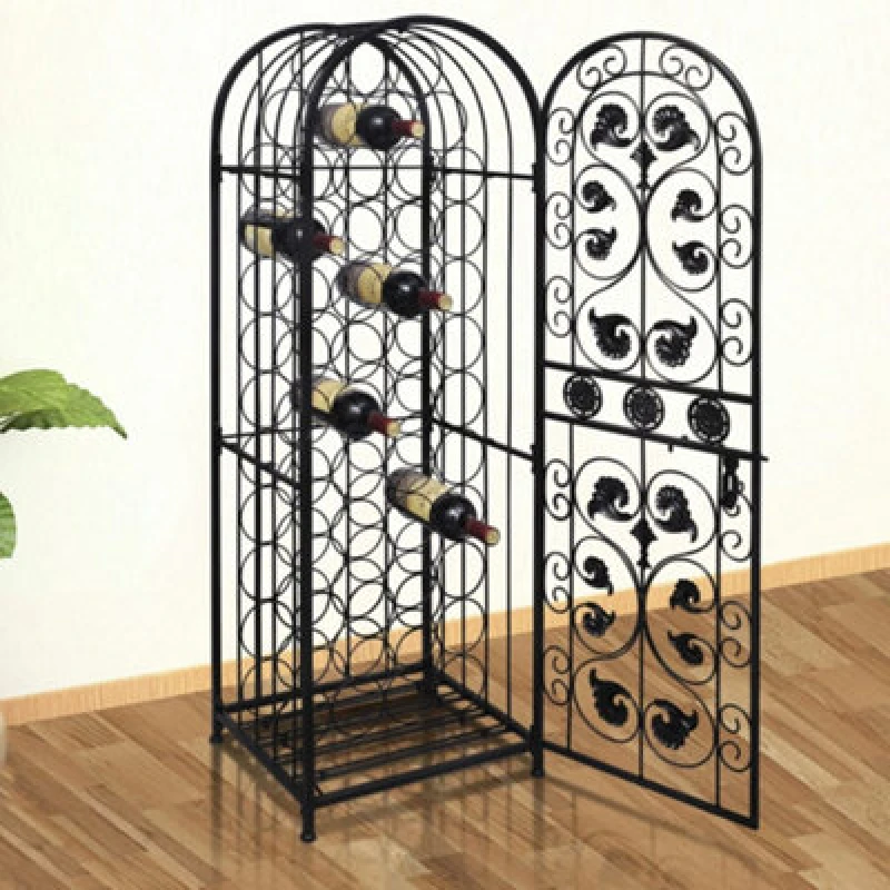 Image of vidaXL Wine Rack for 45 Bottles Metal Stand Display Cabinet Unit Organiser