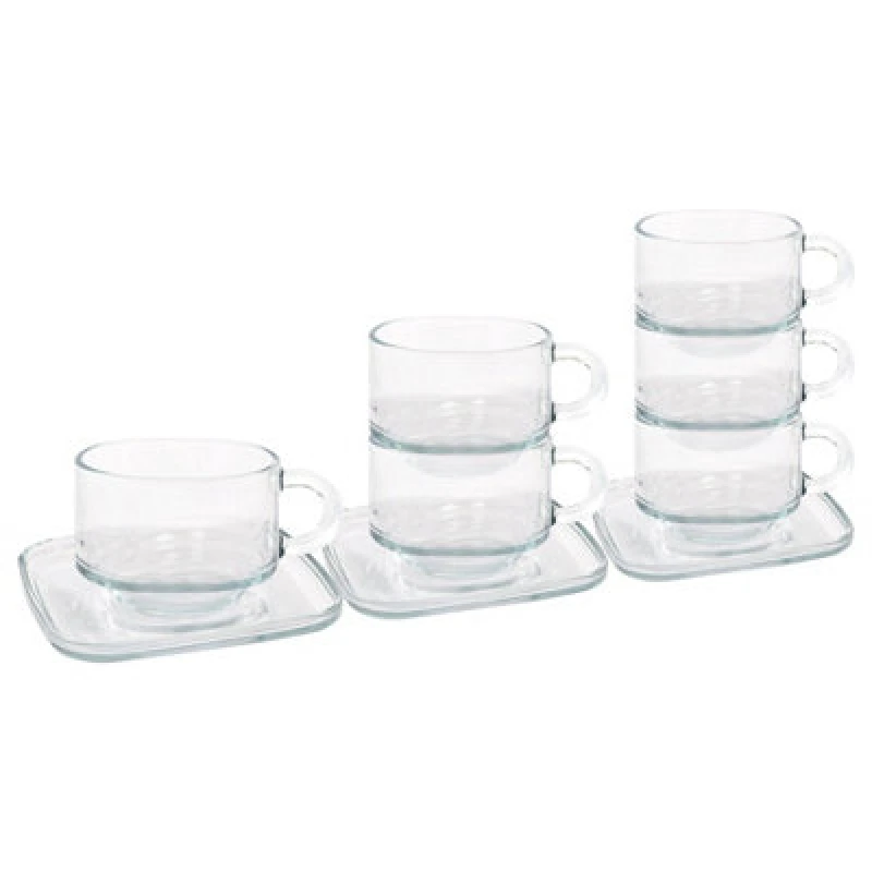 Image of LAV Glassware Lav 12Pc Cozy Stacking Glass Coffee Cups & Saucer Set - 270Ml