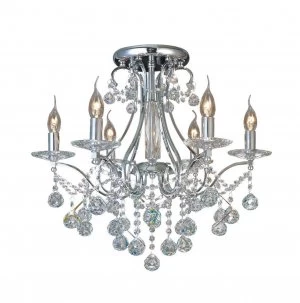 image of Semi Flush Ceiling 6 Light Polished Chrome, Crystal