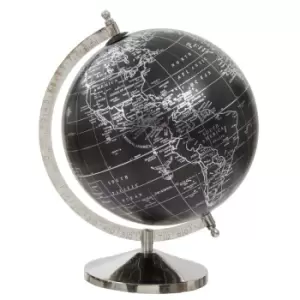 Image of Interiors By Ph Black Globe On Silver Stand