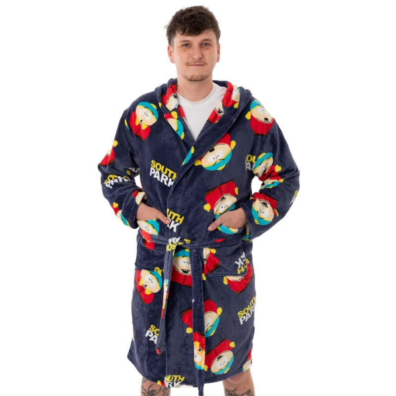 Image of South Park South Park Men Hooded Bathrobe in Blue Size: Small Blue S Male 5063203003600