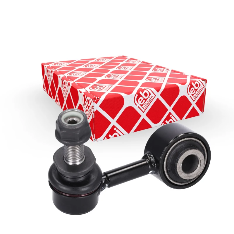 Image of FEBI BILSTEIN 48219 Anti-roll bar link Front Axle Left, with lock nut Steel Link Stabiliser (3229)