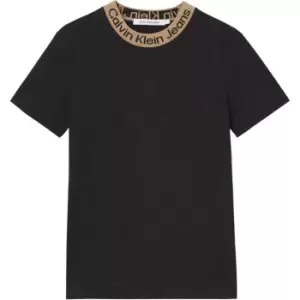 Image of Calvin Klein Jeans Neck Logo Jacquard Tee - Black