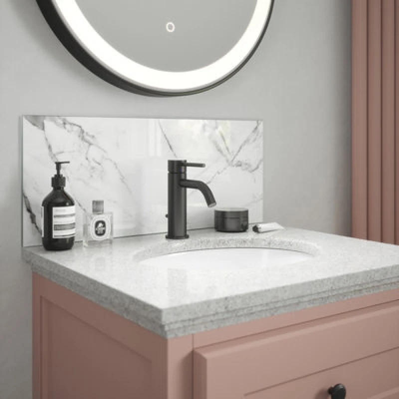 Image of Carrara Marble Glass Bathroom Splashback 250Mm X 600Mm X 4Mm SB50016
