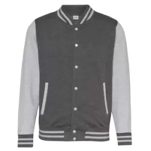 Image of Awdis Unisex Varsity Jacket (L) (Charcoal/Heather Grey)