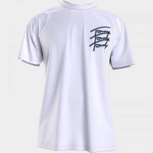 Image of Tommy Jeans Mens Repeat Script Logo T-Shirt - White - L