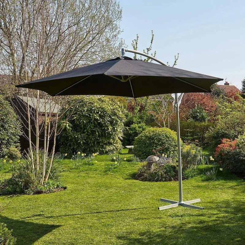 Image of Home Source Gozo Aluminium Overhanging Cantilever Vented Parasol Black
