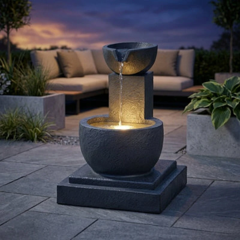 Image of Garden Greatness Fengshui Falls Hybrid Solar Garden Water Feature