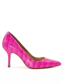 Image of Dune London Leather Bold Mid Heel Point Court - Pink Leather, Pink, Size 3, Women