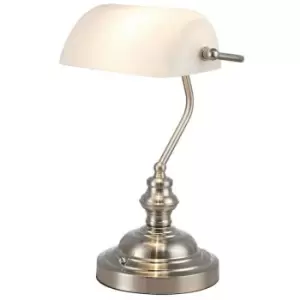 Table lamp Bankers Morgan Nickel satin 1 bulb 37cm