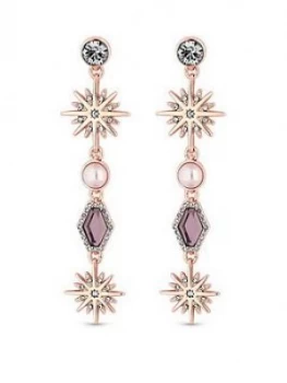 image of Mood Rose Gold Pink Crystal Celestial Long Drop Earring