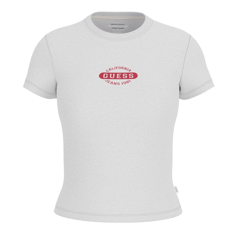 Image of Guess Womens Stamp Baby Tee GJ Light Grey female 8 (XS)
