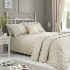 image of Dreams & Drapes Fearne Floral Jacquard Textured Weave Duvet Cover Set, Soft Gold, King