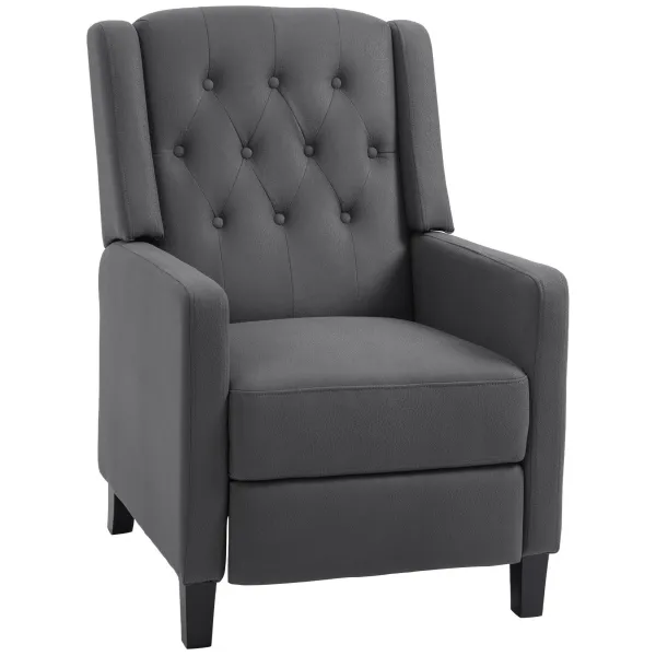 image of Homcom Button Tufted Recliner Chair, Grey