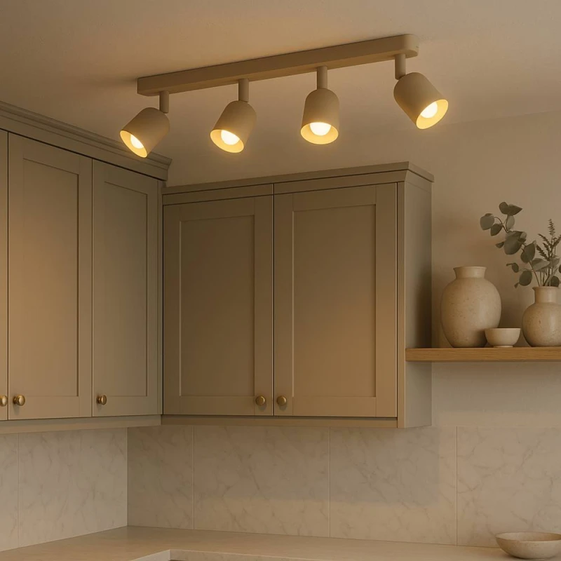 Image of Eglo Tilston Steel Minimalist 4-Light Ceiling Spotlight, Sandy in Light Sand Light Sand Unisex
