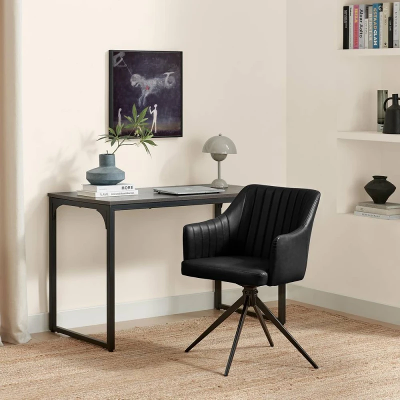 Image of FurnitureboxUK FurnitureboxUK Calla Black Faux Leather Swivel Office Chair Black One Size Unisex 5056784312681