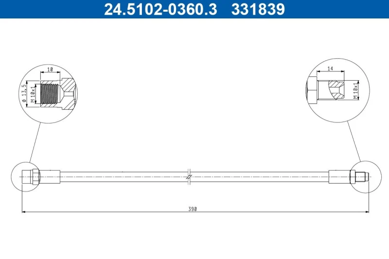 Image of ATE 24.5102-0360.3 Brake Hose Brake Hose (83)
