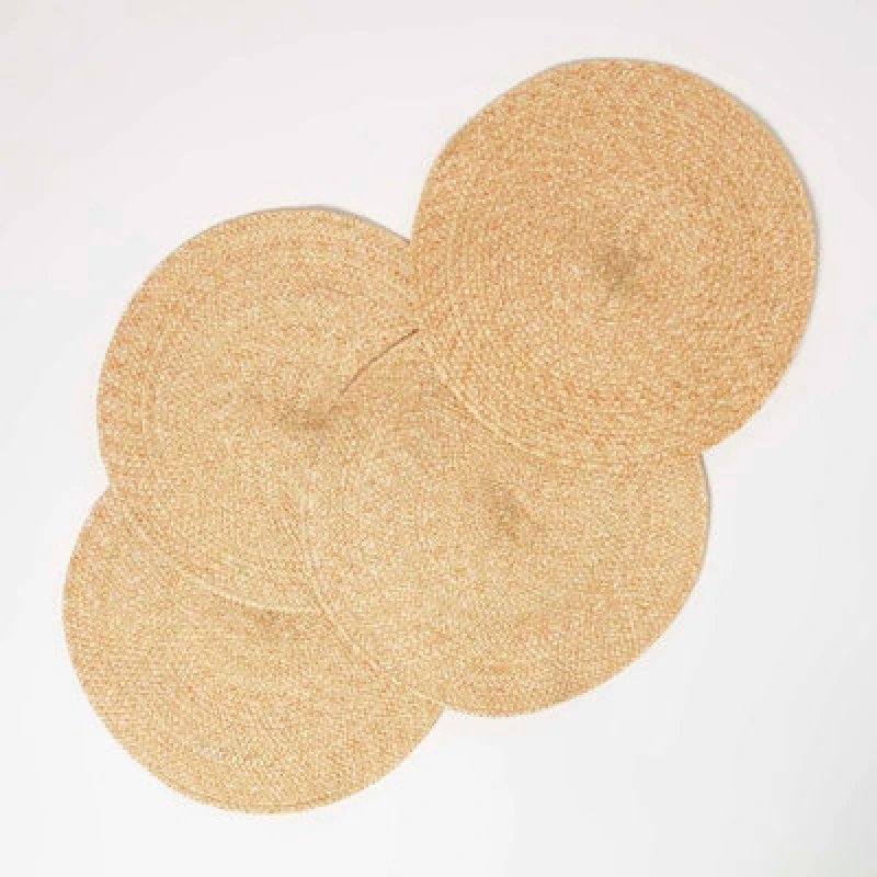 Image of Homescapes Handwoven Round Placemats Set of 4 Gold