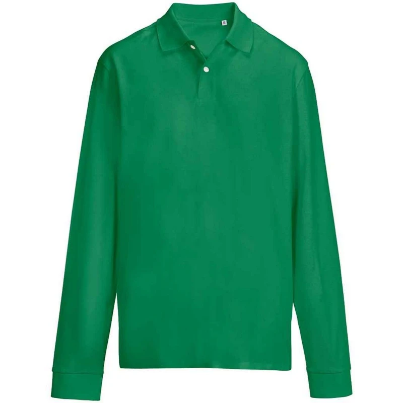 Image of SOL'S Mens Pique Long-Sleeved Polo Shirt in Green Size: Large Green Male L