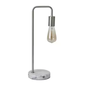 image of Marble And Silver Industrial Desk Lamp