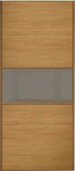 Image of Wickes Sliding Wardrobe Door Fineline Oak Panel and Cappuccino Glass - 2220 x 762mm
