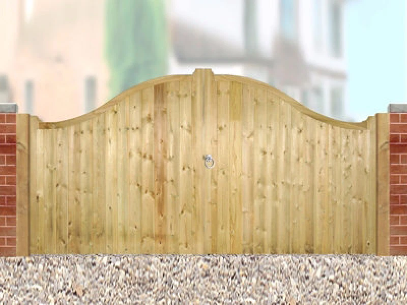 Image of Cannock Gates Drayton Low Shaped Top Double Gate - Pressure Treated Scandinavian Redwood - W2400 X H1250 mm