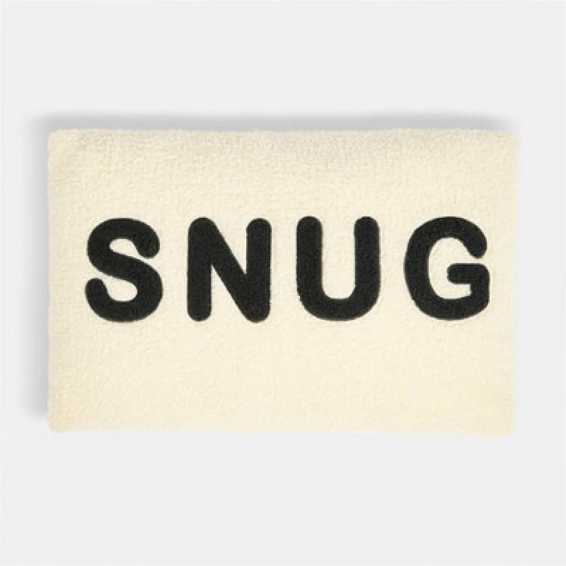Image of OHS OHS Soft Boucle Snug Slogan Print Decorative Scatter Cushion, Monochrome in Cream Size: 50cm x 30cm Cream 50cm x 30cm Unisex 5027434226603