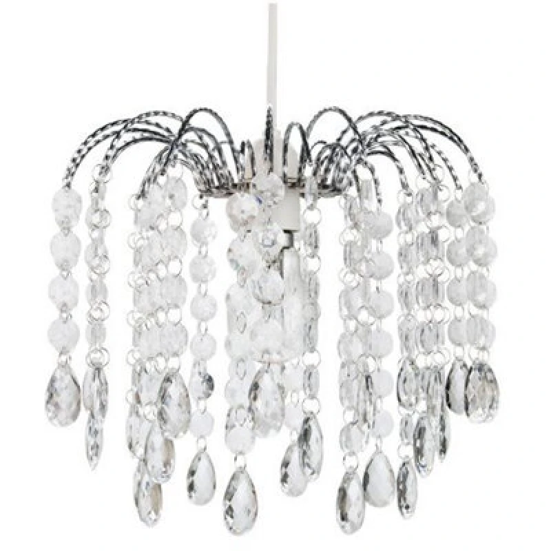 Image of Happy Homewares Contemporary Waterfall Pendant Shade With Transparent Acrylic Droplets And Beads
