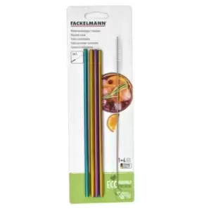 image of Fackelmann Stainless Steel Straw Set 4 Rainbow Straight