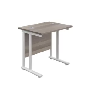 Image of 800 X 600 Twin Upright Rectangular Desk Grey Oak-White