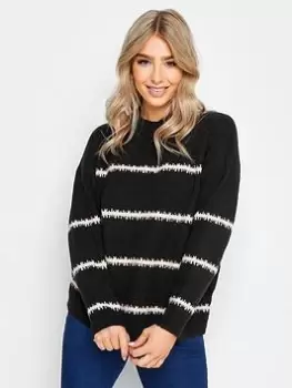 image of M&Co Black Blurred Stripe Jumper, Black, Size 10-12, Women