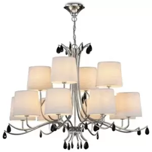 Image of Suspension lampshades Andrea Chrome polished 12 bulbs 80cm