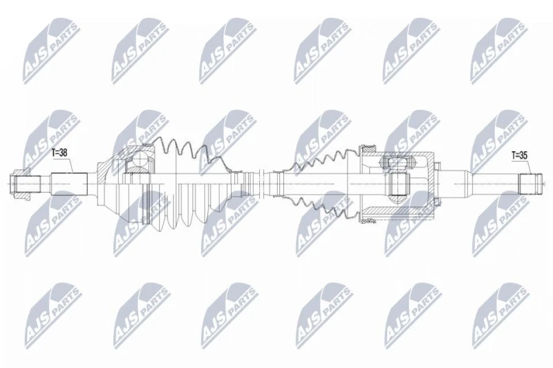 Image of NTY NPW-FR-206 Drive shaft Automatic Transmission, Front Axle Left Drive Shaft (13)