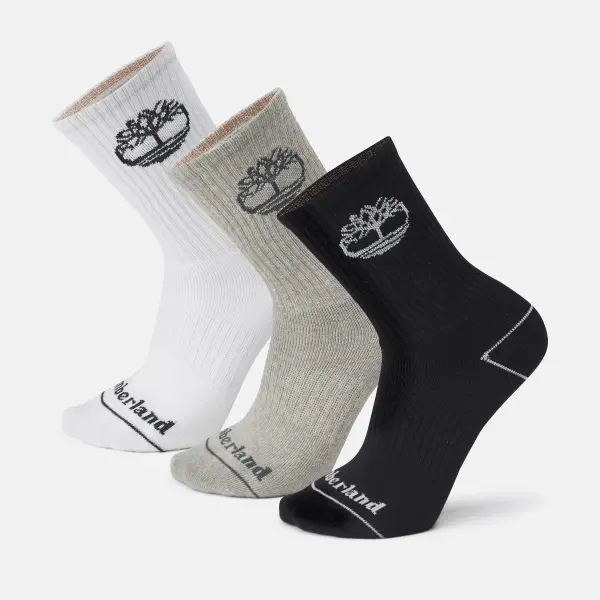 Image of Timberland - All Gender 3 Pack Bowden Crew Socks in Multi-coloured, Multi, Size: M