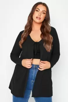 Image of Ribbed Front Tie Cardigan