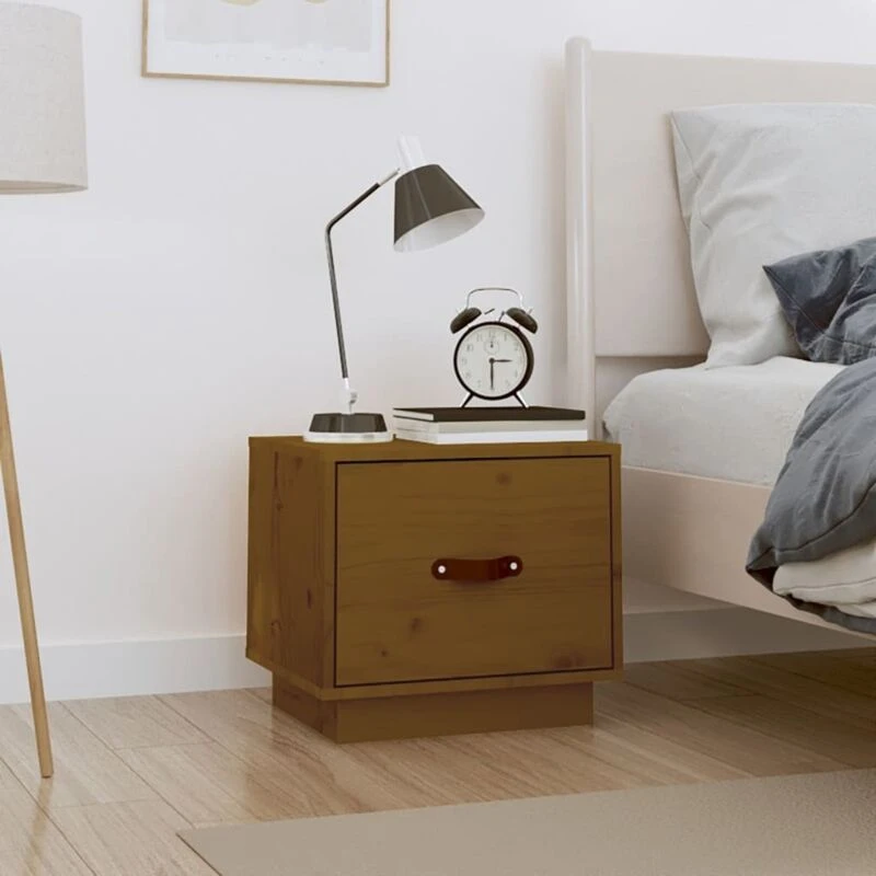 Image of Vidaxl Bedside Cabinet Honey Brown 40X34X35cm Solid Wood Pine, Brown 818291