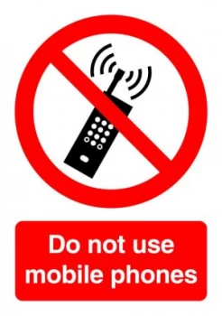 image of Extra Value PH01051S A5 Self Adhesive Safety Sign - No Mobile Phones